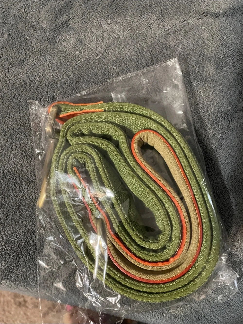Olive Green & Orange Dog Harness and Leash Set